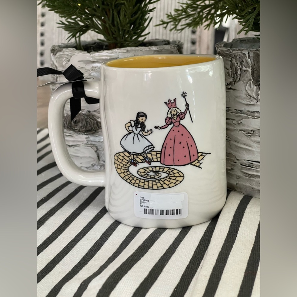 Brand NEW w/Tags Rae Dunn FOLLOW THE YELLOW BRICK ROAD Mug w/Dorothy & Glinda